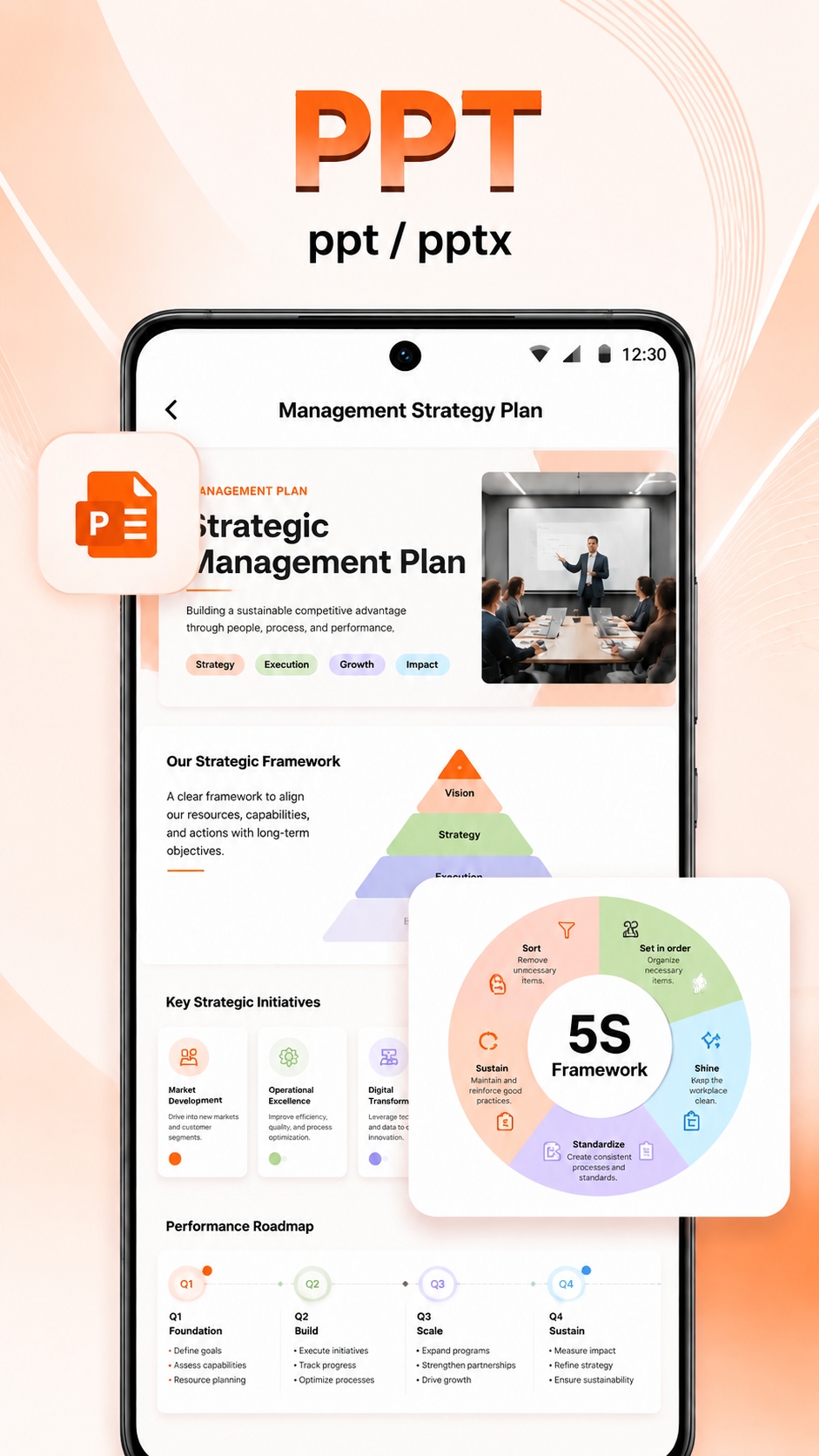 PowerPoint presentation opened inside the app